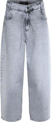 Modische hellblaue Denim-Jeans im Capri-Schnitt mit weitem Bein, casual