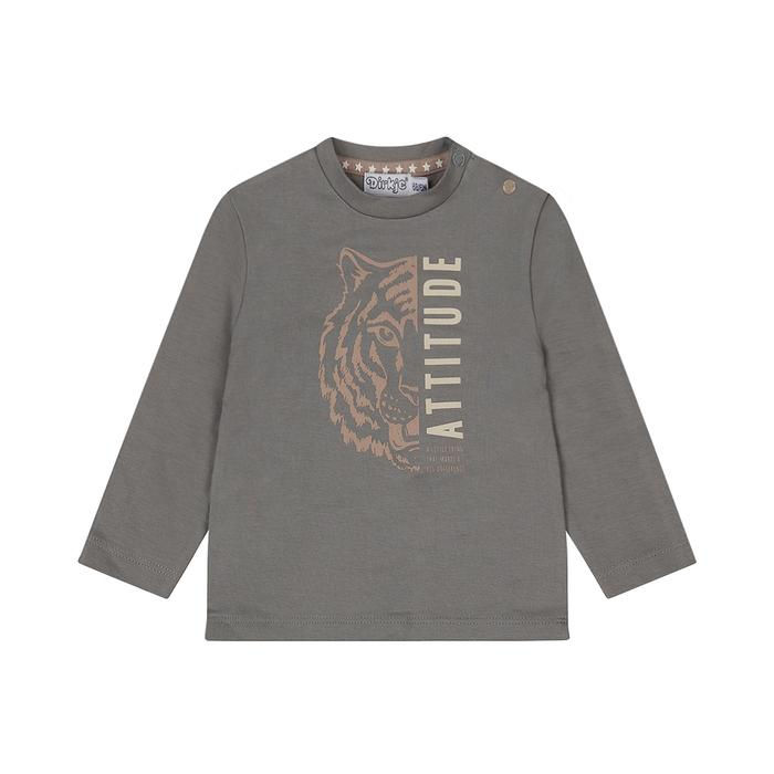 Grau meliertes Kinder Langarmshirt ATTITUDE mit grafischer Muster-Applikation.