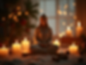 A-serene-christmas-setting-with-glowing-candles-and-a-spiritual figure-meditating-in-soft-