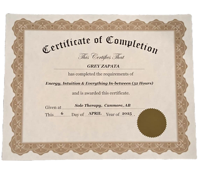 Certificate from Rose Reeder