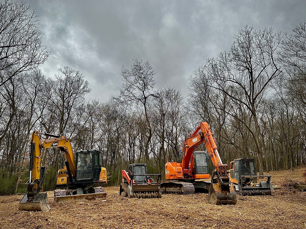 Land clearing equipment at a job site in Middle Tennessee during fall
