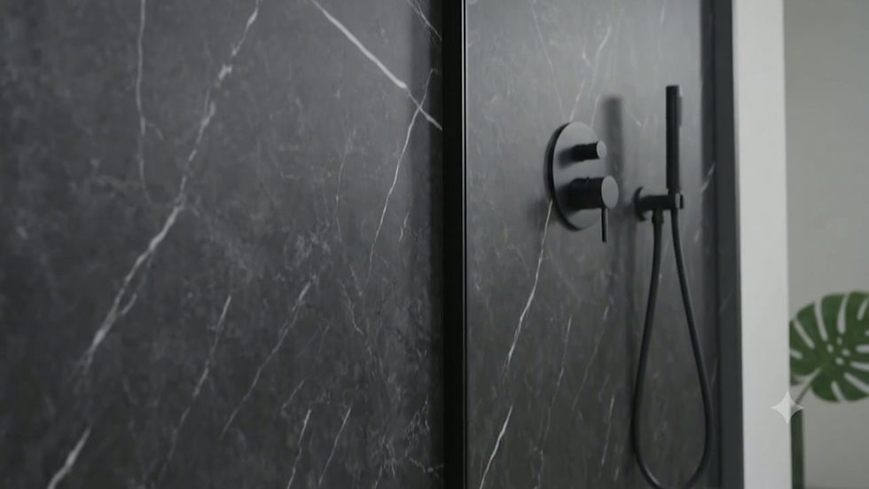 Thumbnail: Wandpaneel Isodeco Black Trevore - Strakke Zwart Marmerlook voor een Moderne Uit