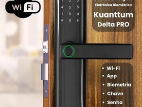 Fechadura Eletronica Digital WiFi Com App Tuya Biometria Senha Kuanttum Delta PRO