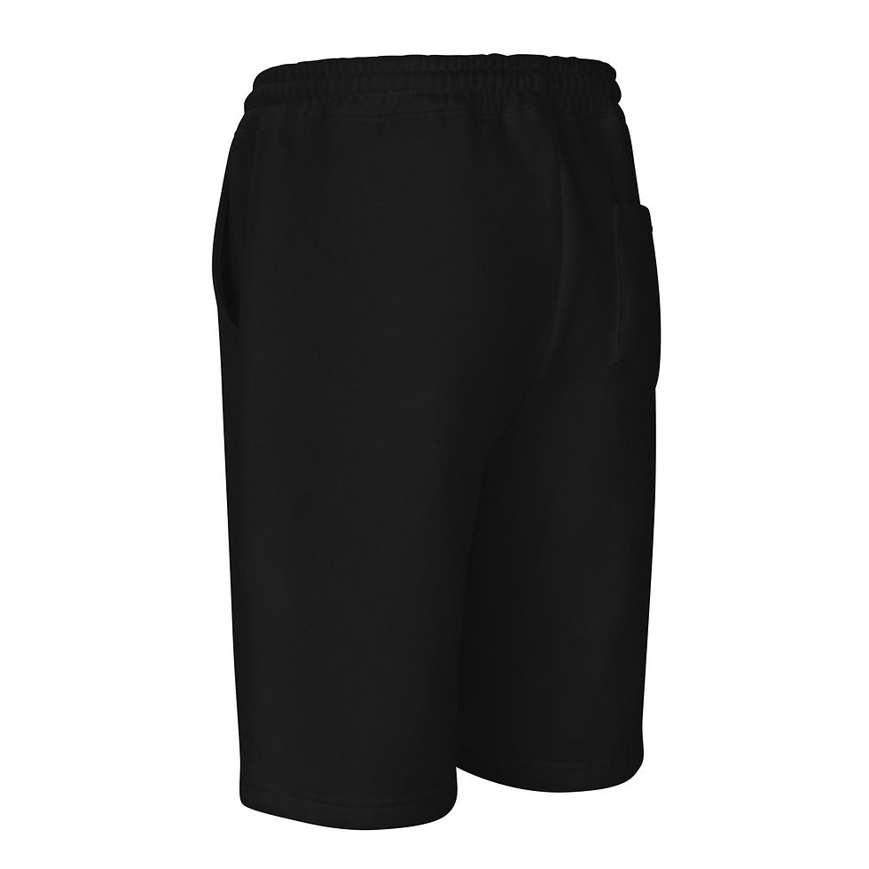 Thumbnail: Black men's drawstring shorts, back view