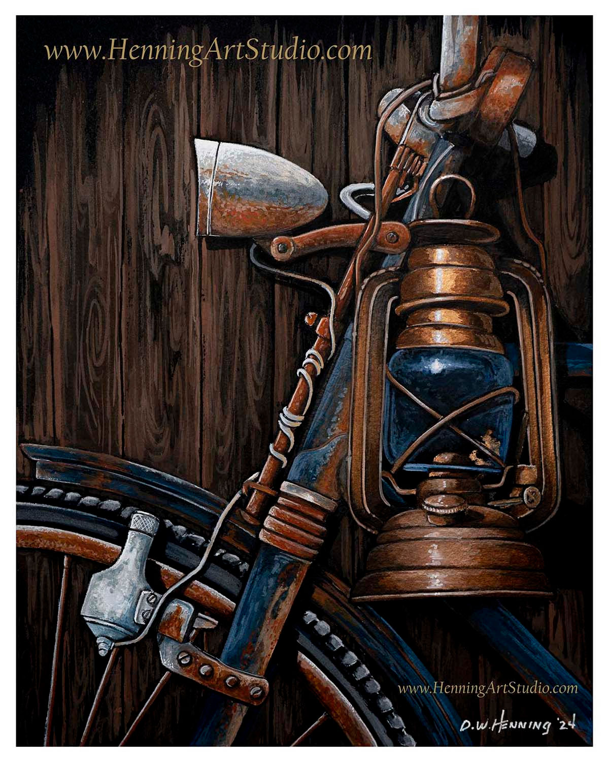 antique bicycle original art