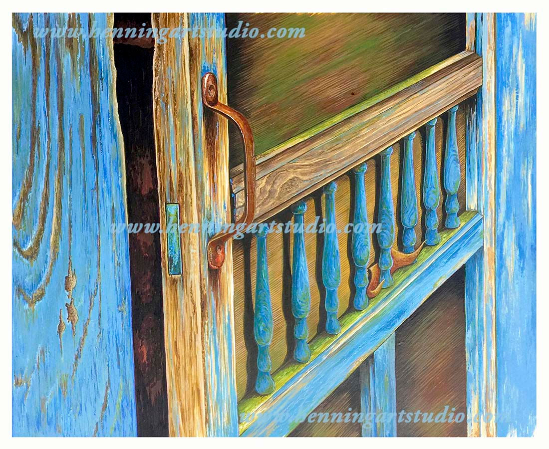 Blue screen door print