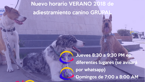 Horario de Adiestramiento Grupal Verano 2018