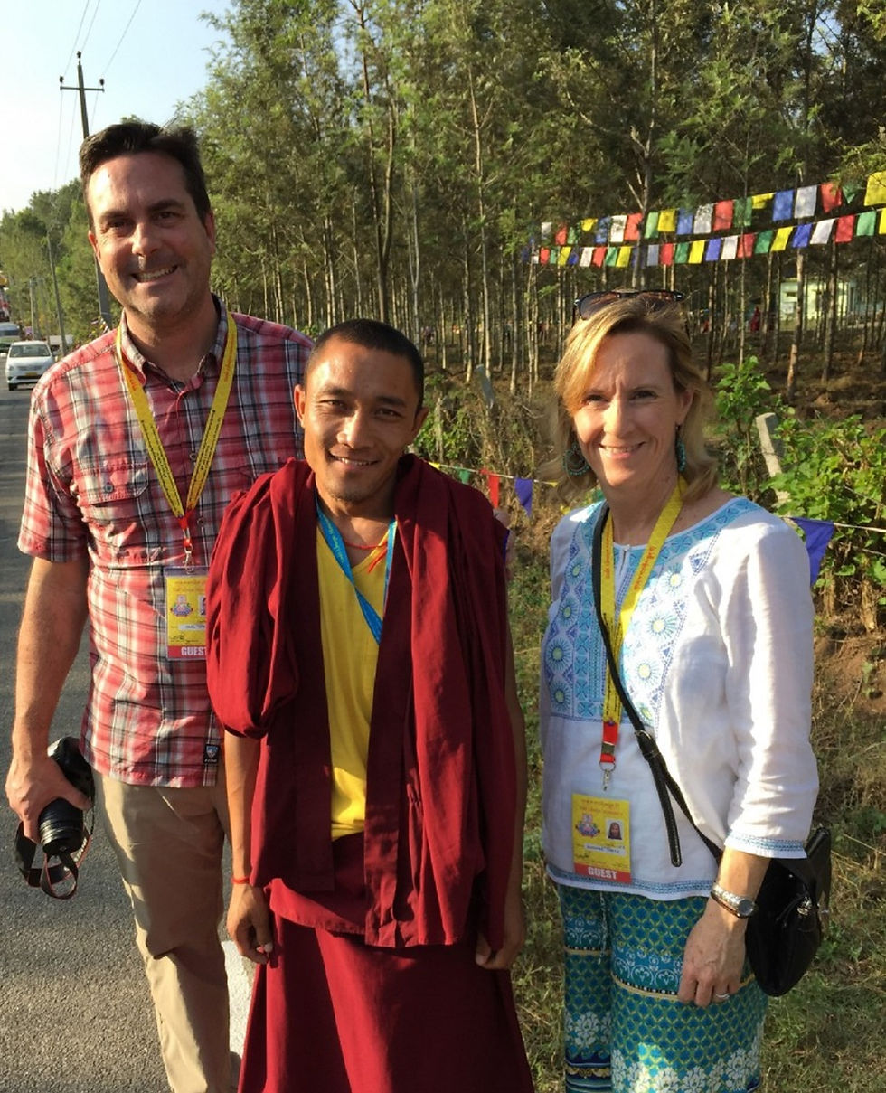 Jennifer & Mark Spatz with Choedak, a Tashi Lhunpo Monk