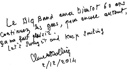 Lettre Claude Bolling pour big band 2014