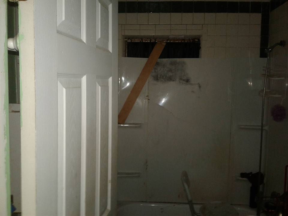 Bathroom window completely shattered