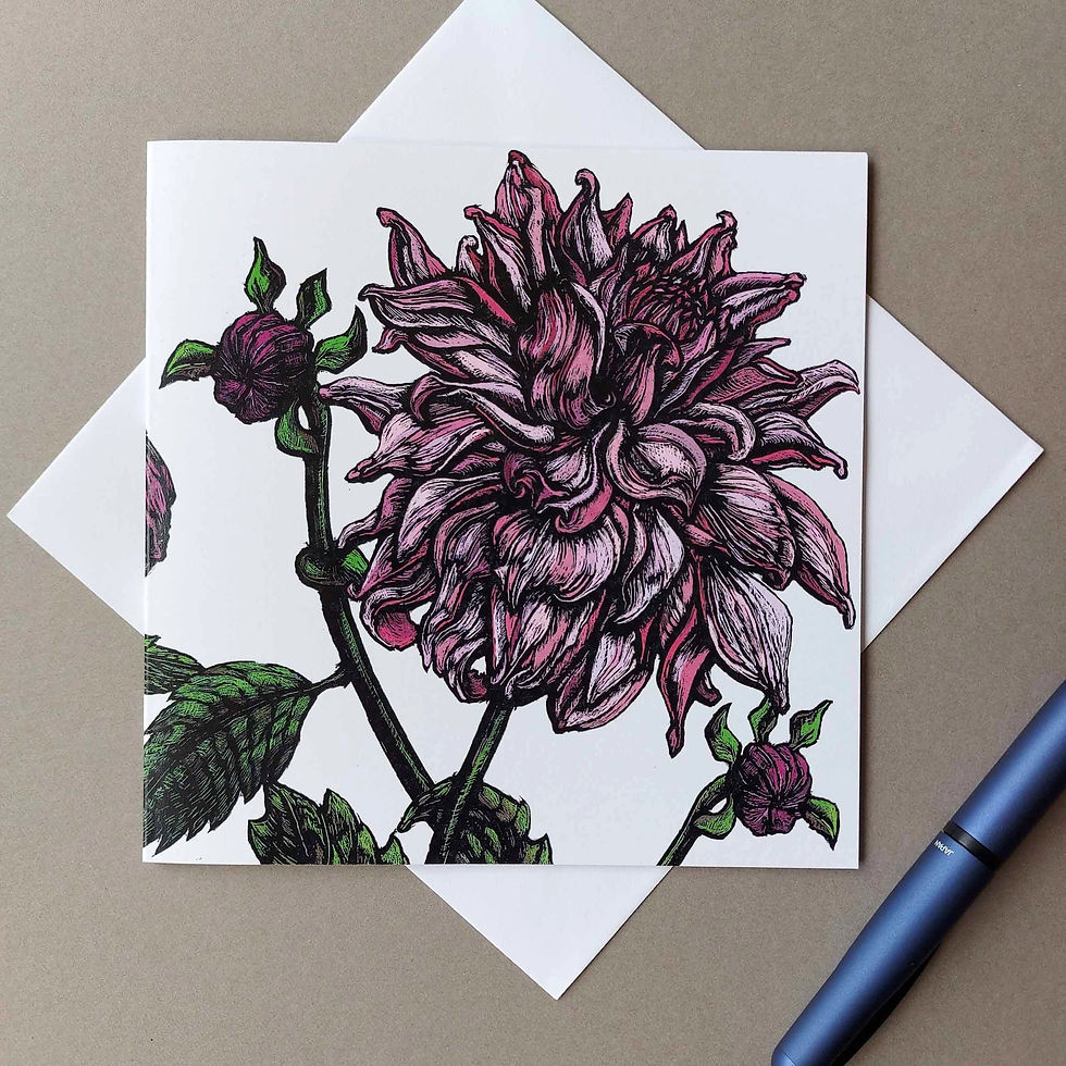Thumbnail: Dahlia Blank Greeting Card
