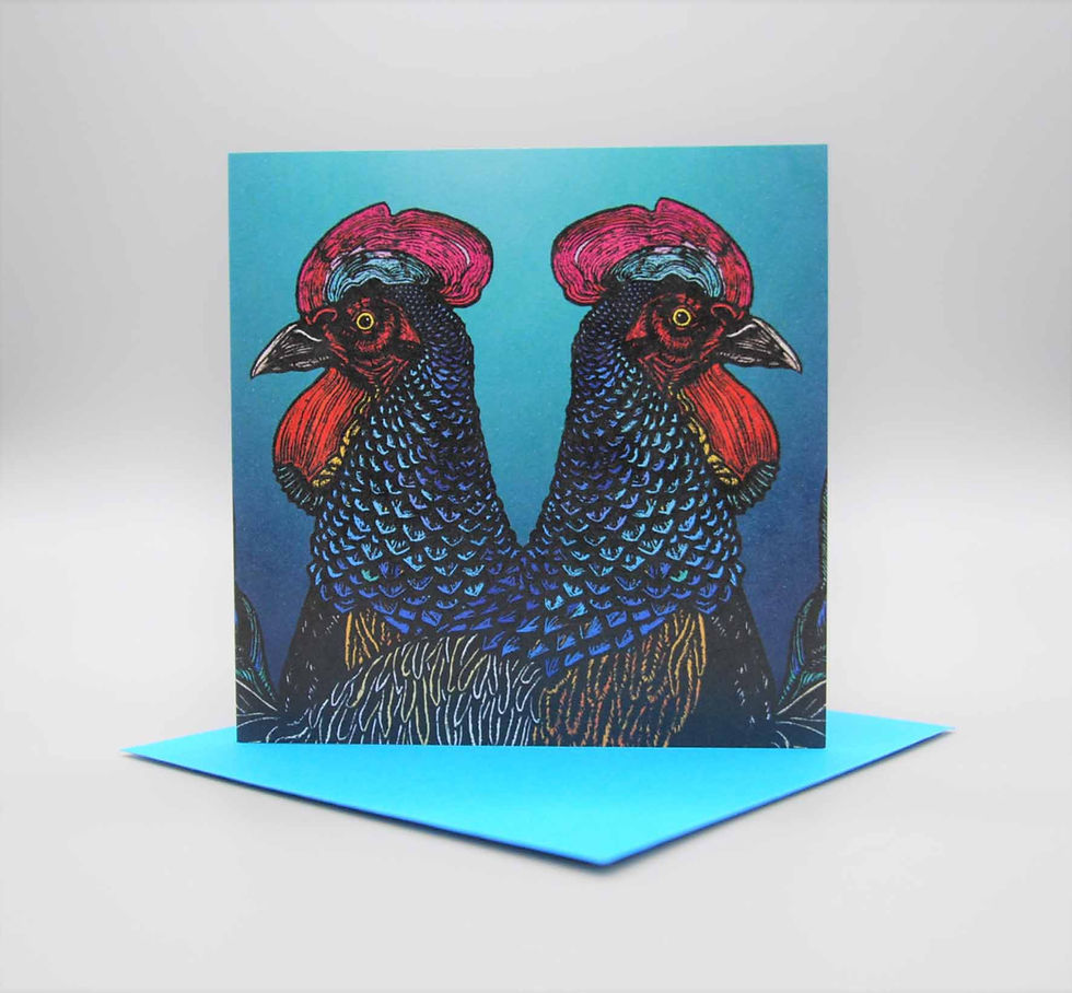 Thumbnail: Junglefowl Brothers  Blank Greeting Card (Cockerel)