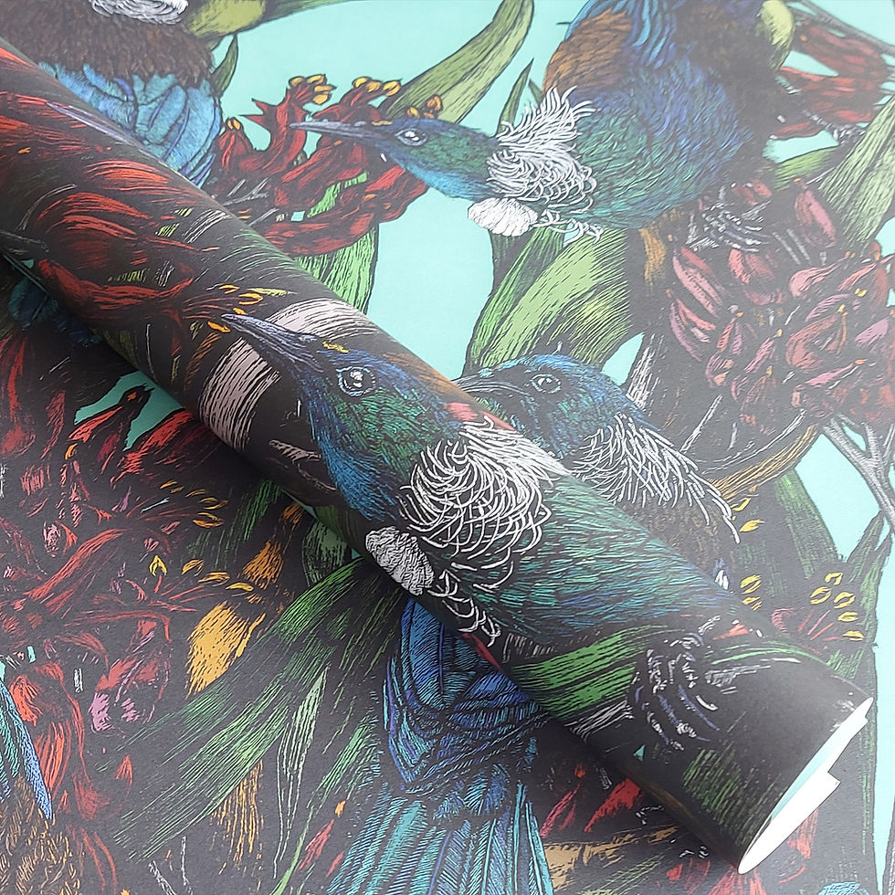 Tui birds and Phormium Gift Wrapping paper