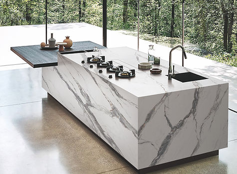 printed quartz kitchen island