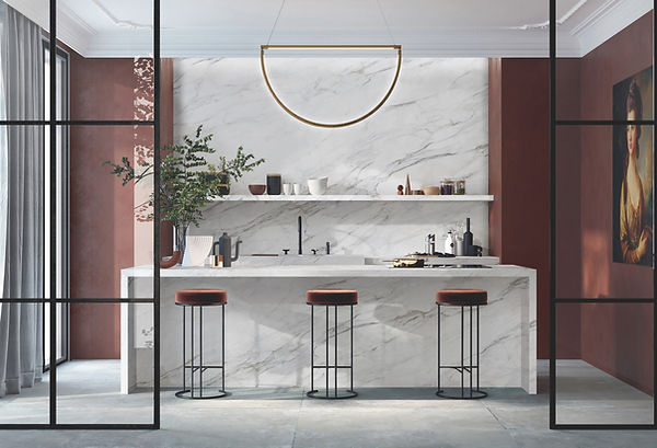 printed quartz kitchen island