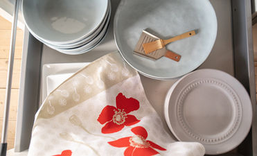 Red poppies Linen Tea Towel