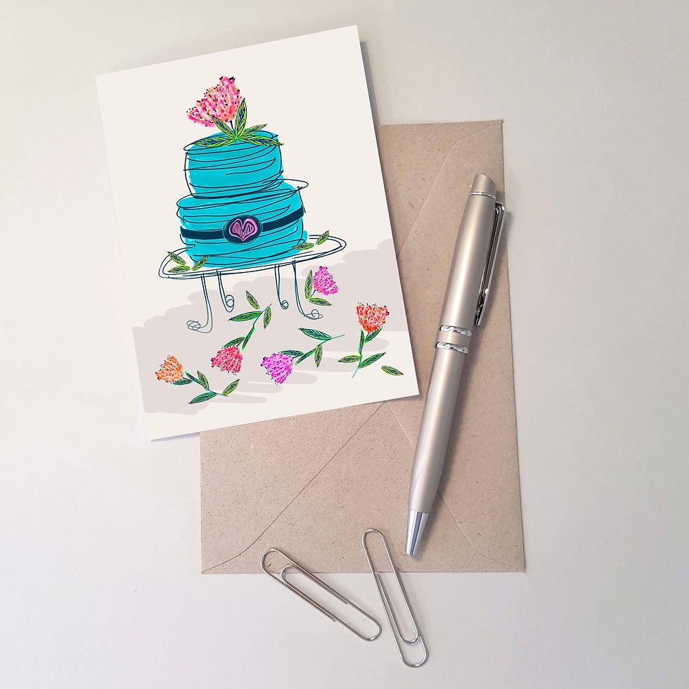 Thumbnail: Greeting Card - Cake and Protea