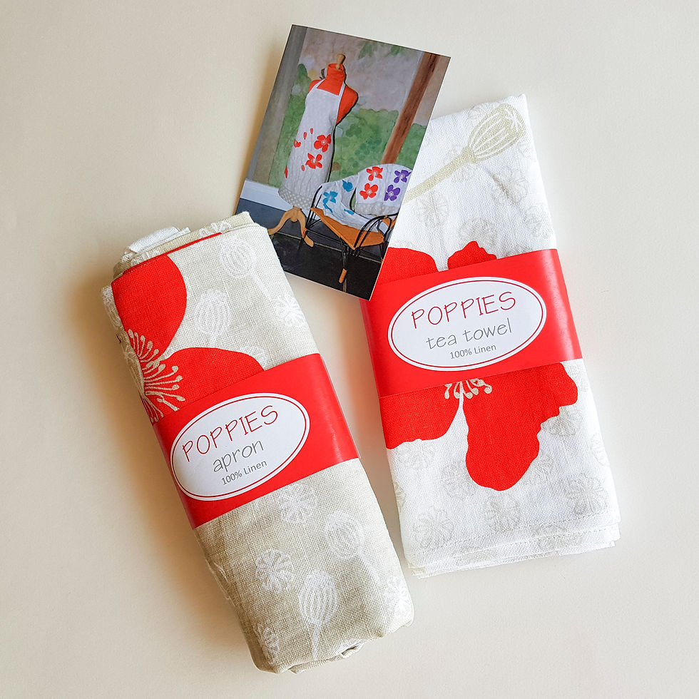 Thumbnail: Poppies - Linen Apron - Linen Tea Towel - Gift Set