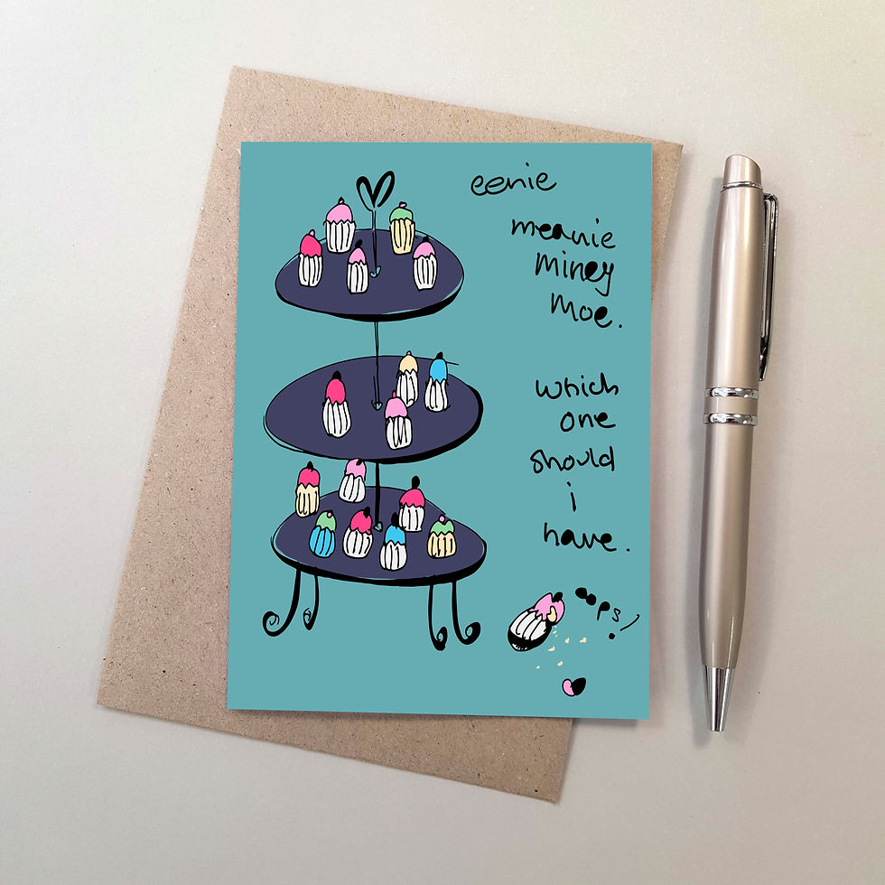 Thumbnail: Blue Greeting Card Front View of Cup Cakes