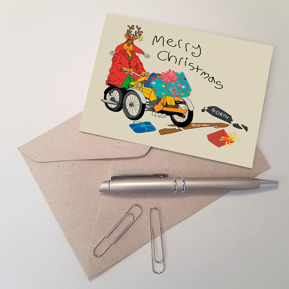 Thumbnail: Greeting Card - Christmas Rudolph & 1920's Trike