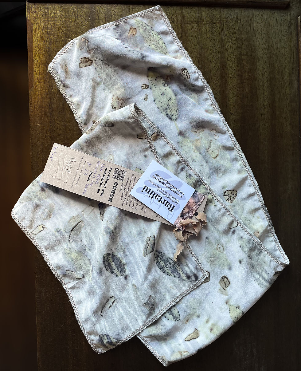 Thumbnail: Forest Interlude– Short Eco-Printed Mixed-Fibre Scarf