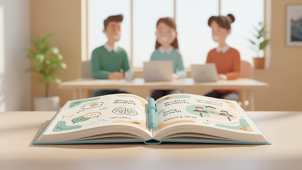 Close-up view of a notebook with therapy notes and a pen on a wooden table