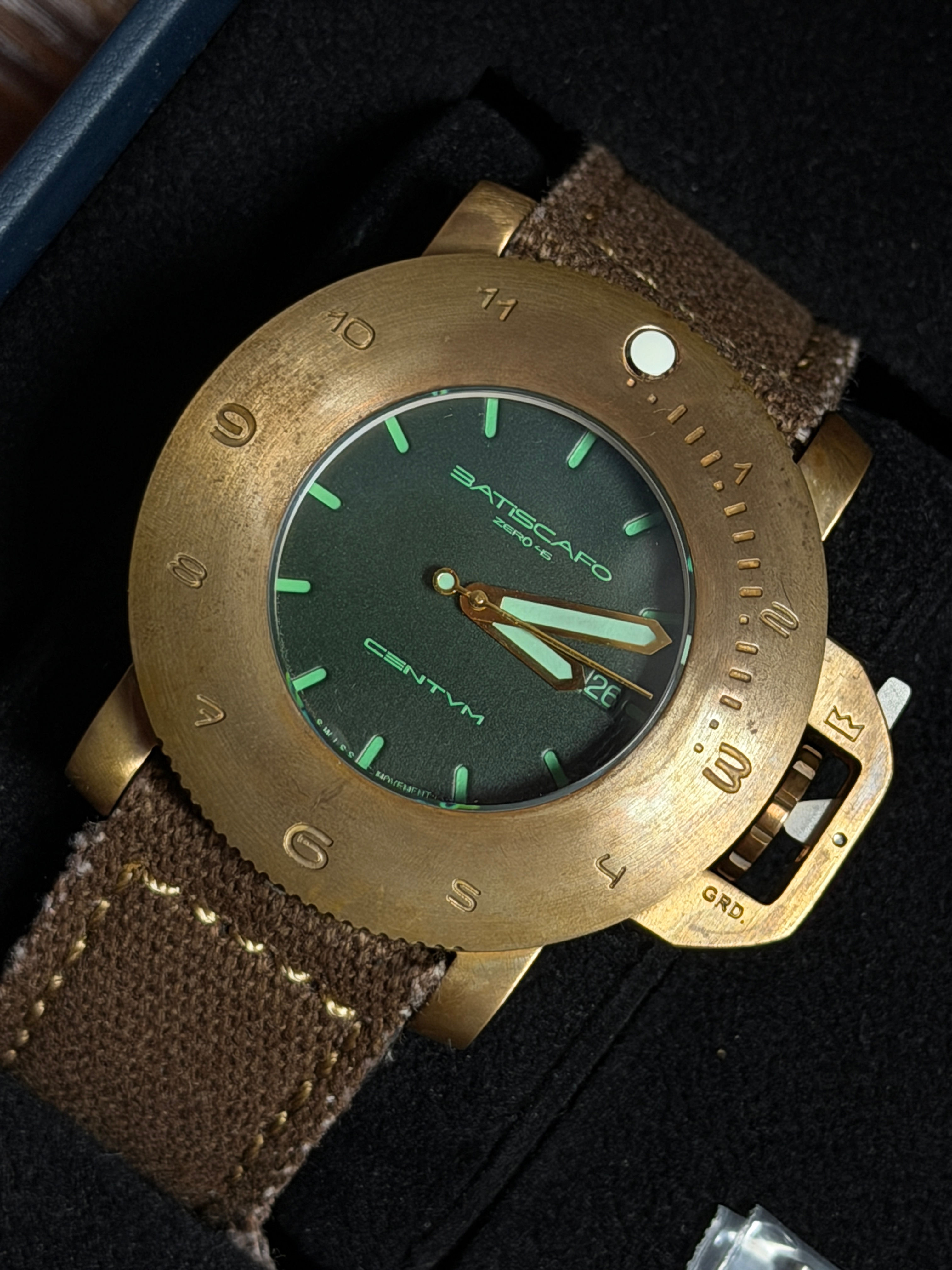 SWISS ETA British Dark Green Dial Zero45 Bezel Bronze