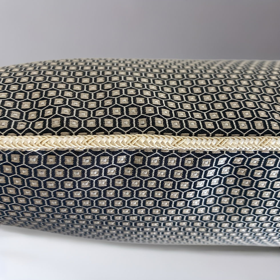 Silk tie lumbar pillow with trim and down fill