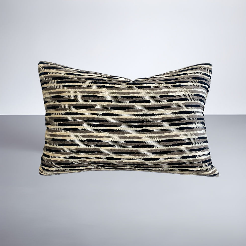 Black, cream and grey lumbar pillow with down fill