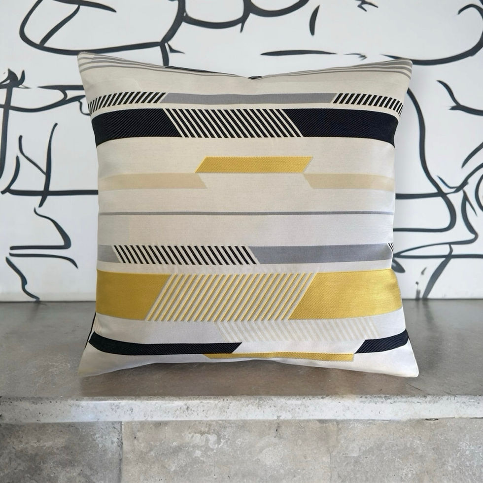 Gold, black and white square pillow for private jet, yacht and home