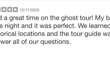 “Had a Great Time on the Ghost Tour!” — A Perfect Charleston Date Night ⭐