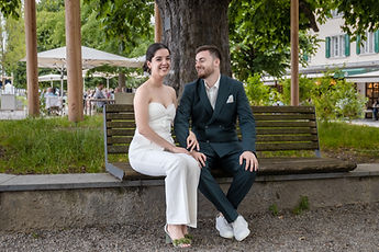 Gemma and Jean sitting on a bench