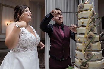 The cake cutting, seen from the side