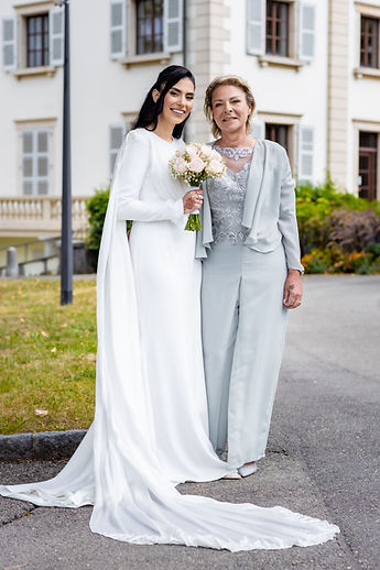 Leila and a loved one outside the town hall