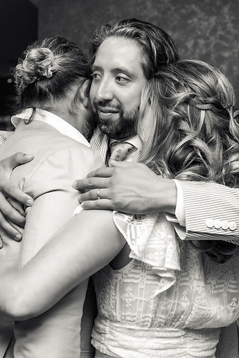 An embrace, in black and white