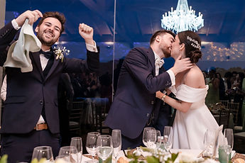 A kiss on entering the hall