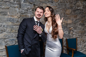The couple showing their rings