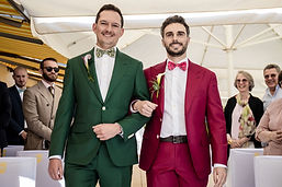 Loïc and Boris, beaming, in the aisle