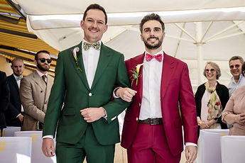 Loïc and Boris, beaming, in the aisle