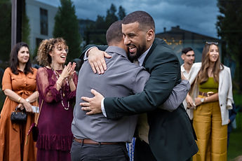 Marouan hugs a loved one