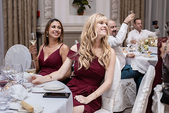 Guests toasting and laughing