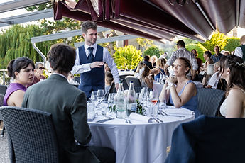 The evening meal on the terrace of the Château de Glérolles