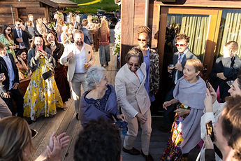 Guests dancing on the terrace