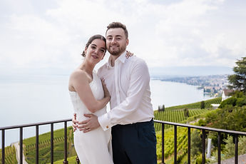 Cheek to cheek, Lake Geneva and the vineyards in the background