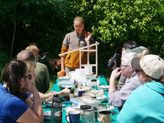 Margot teaching a Dairy Goats and Cheesemaking Basics class in Spring 2025.