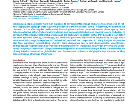 New publication: The Resilience of Indigenous Peoples to Environmental Change