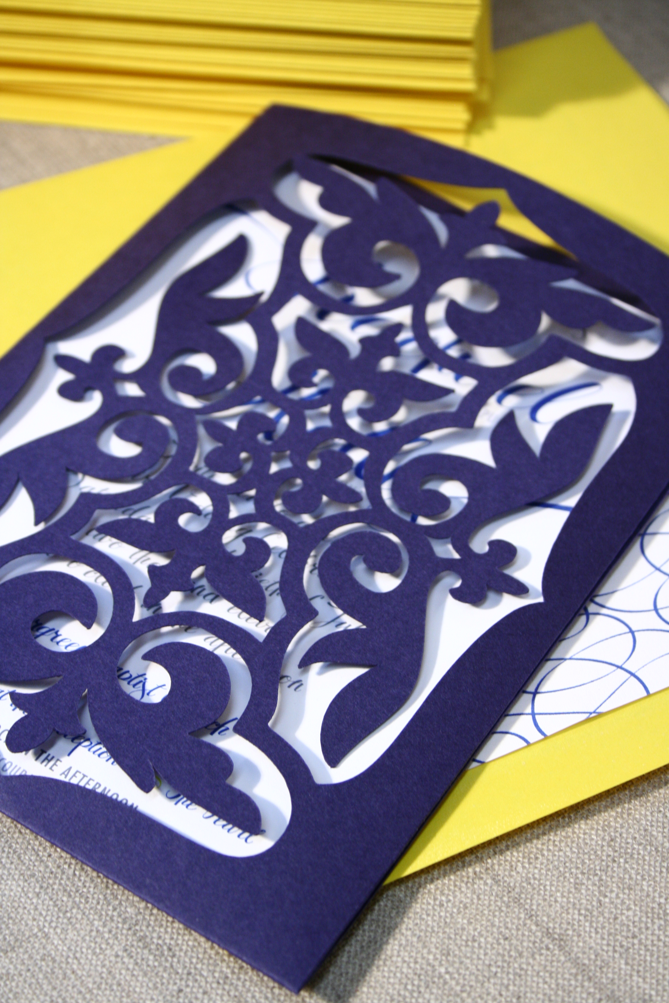 Ornate Die-cut Pocket Wedding Invite