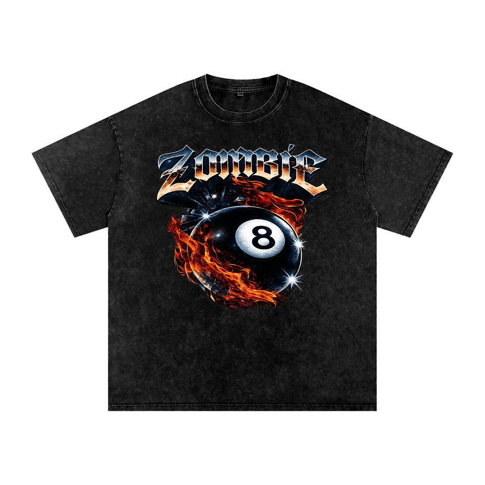 Thumbnail: ZOMBIE 8 BALL Snow Washed Oversized Cotton T-Shirt