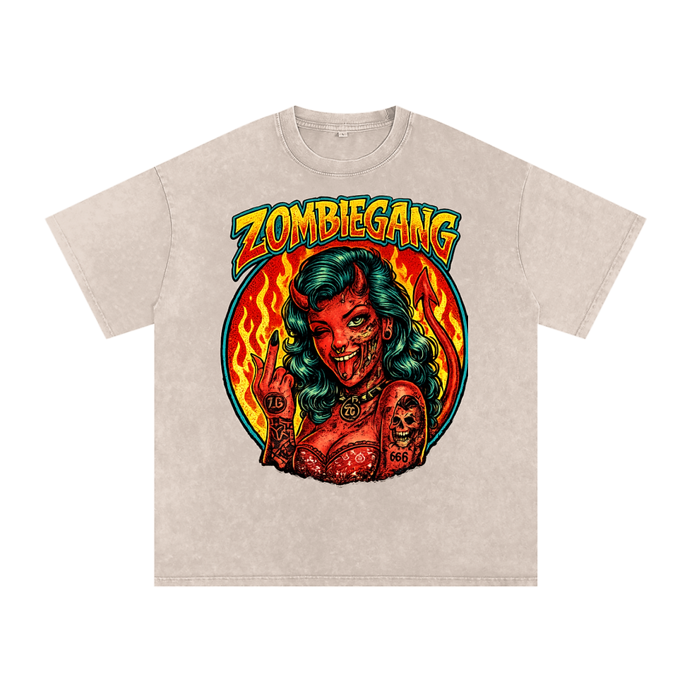 Thumbnail: SHE DEVIL Snow Washed Oversized Cotton T-Shirt