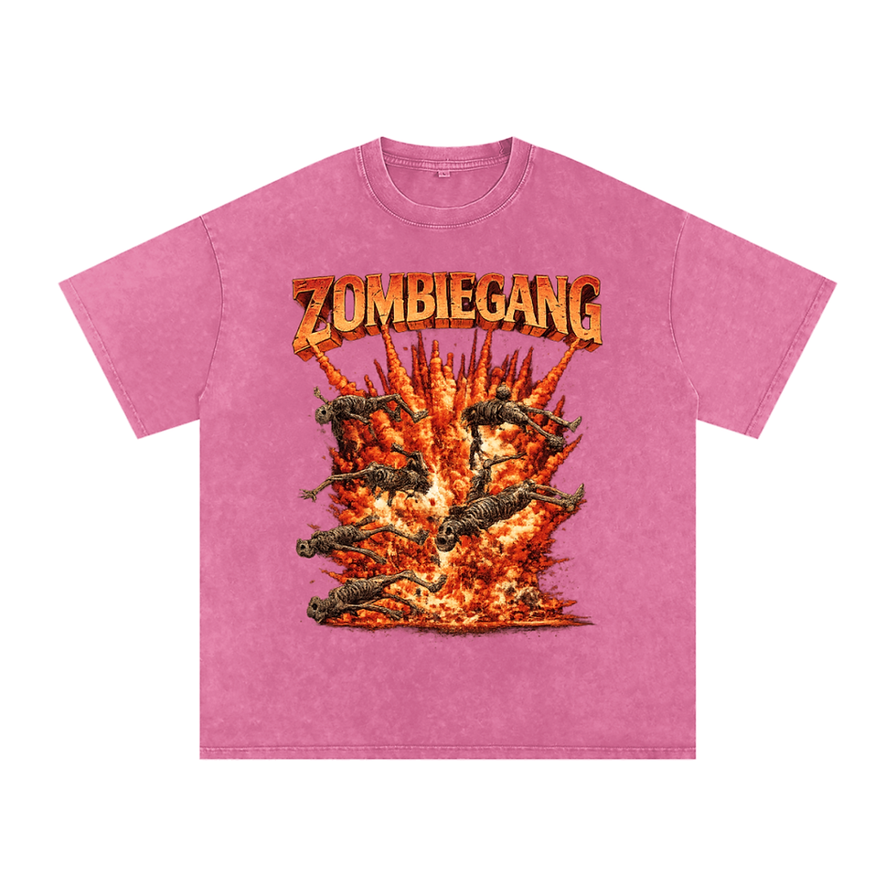 Thumbnail: ZOMBIE BOMB  Snow Washed Oversized Cotton T-Shirt